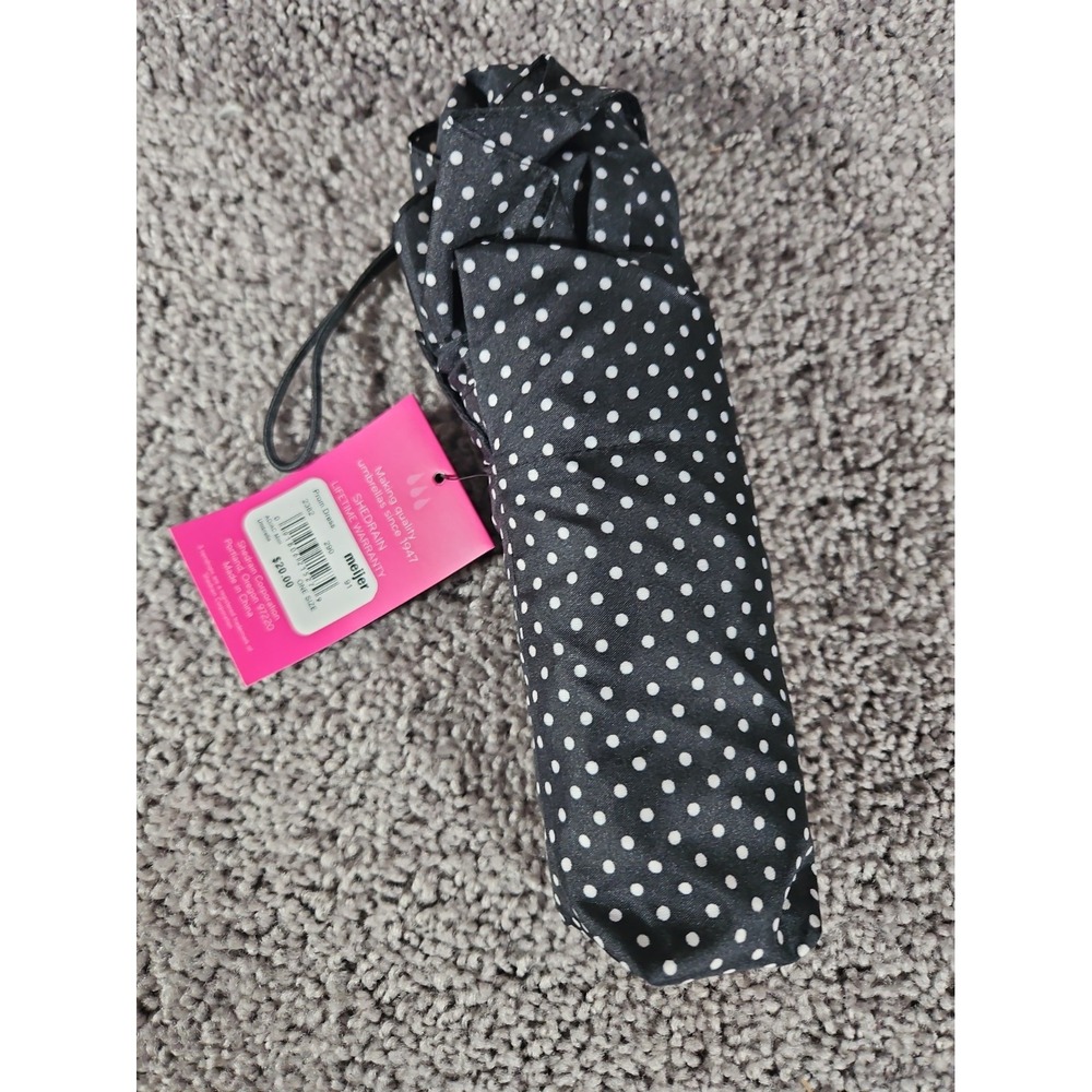 Sheridan Mini Umbrella Black And White Polka Dot. NWT